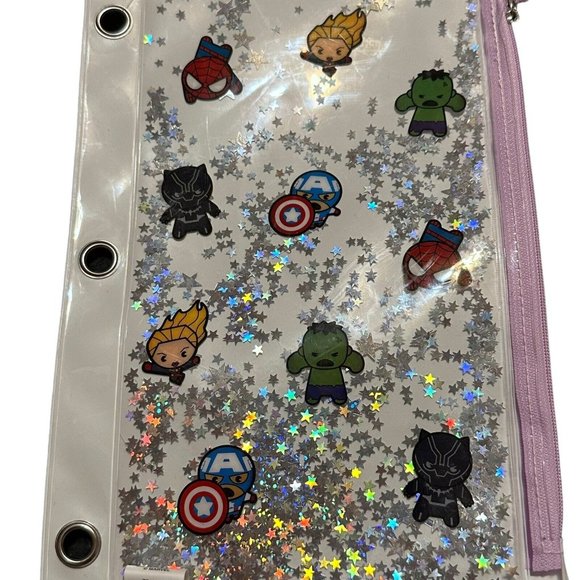 Marvel Binder Zip Pencil Case Black Widow Squishy Pen Erasers SpiderMan - Picture 5 of 6